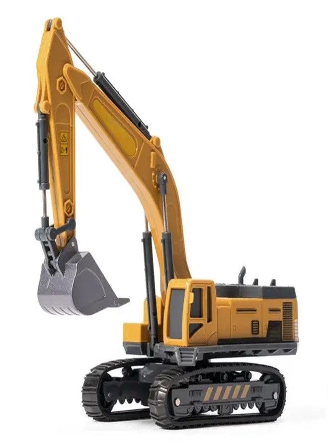 DEOXY 1/50 Metal Big Size Excavator Construction Toy Vehicle with All Moving Parts Friction Powered Toy Trucks Building Vehicles for Kids 3 Years (Yellow, Black) - Image 1
