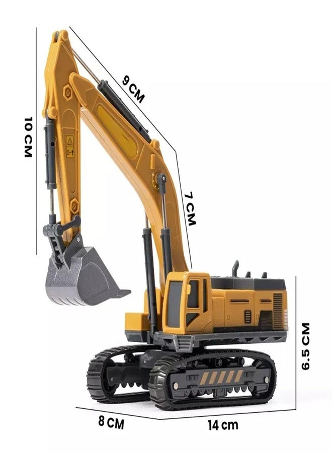 DEOXY 1/50 Metal Big Size Excavator Construction Toy Vehicle with All Moving Parts Friction Powered Toy Trucks Building Vehicles for Kids 3 Years (Yellow, Black) - Image 2