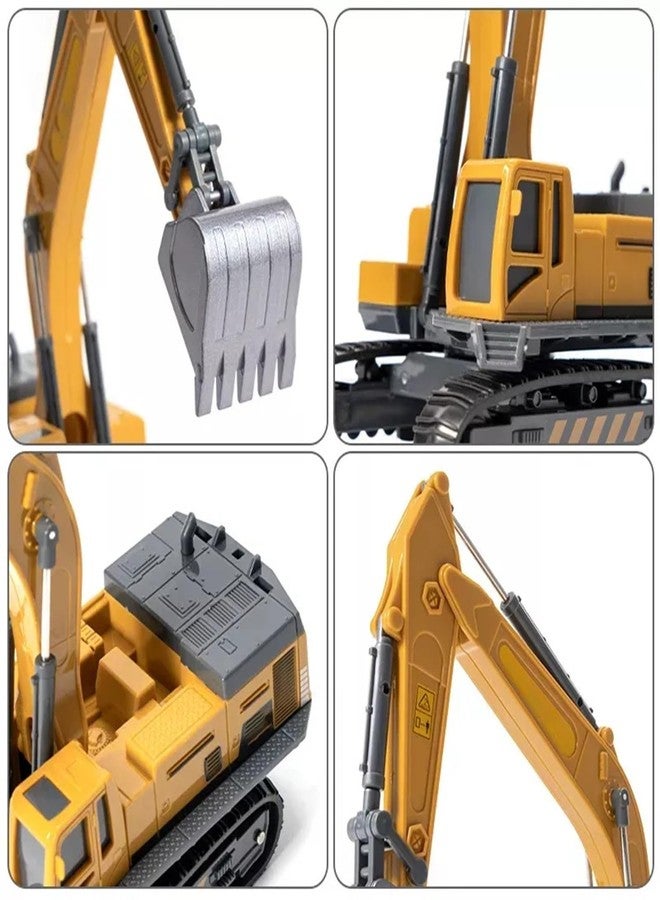 DEOXY 1/50 Metal Big Size Excavator Construction Toy Vehicle with All Moving Parts Friction Powered Toy Trucks Building Vehicles for Kids 3 Years (Yellow, Black) - Image 4