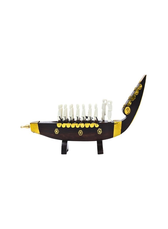NATRIEL Kerala Traditional Wooden Race Boat Snake Boat 16 Men Decorative Miniature Showpiece Brass - Image 3