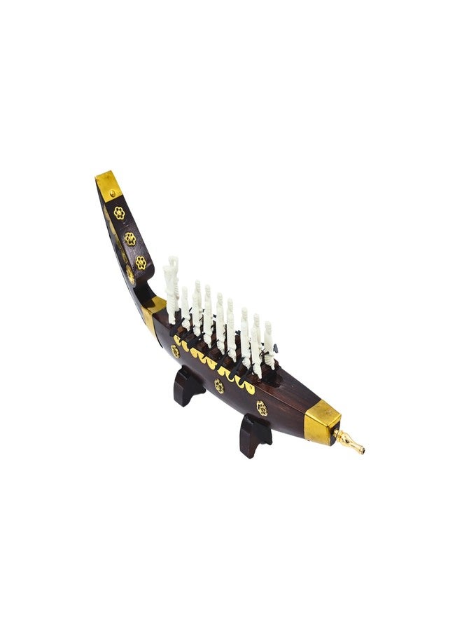 NATRIEL Kerala Traditional Wooden Race Boat Snake Boat 16 Men Decorative Miniature Showpiece Brass - Image 4