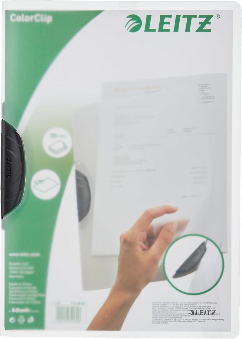 LEITZ A4 Color Clip File Black 30 Sheets Capacity - Image 1