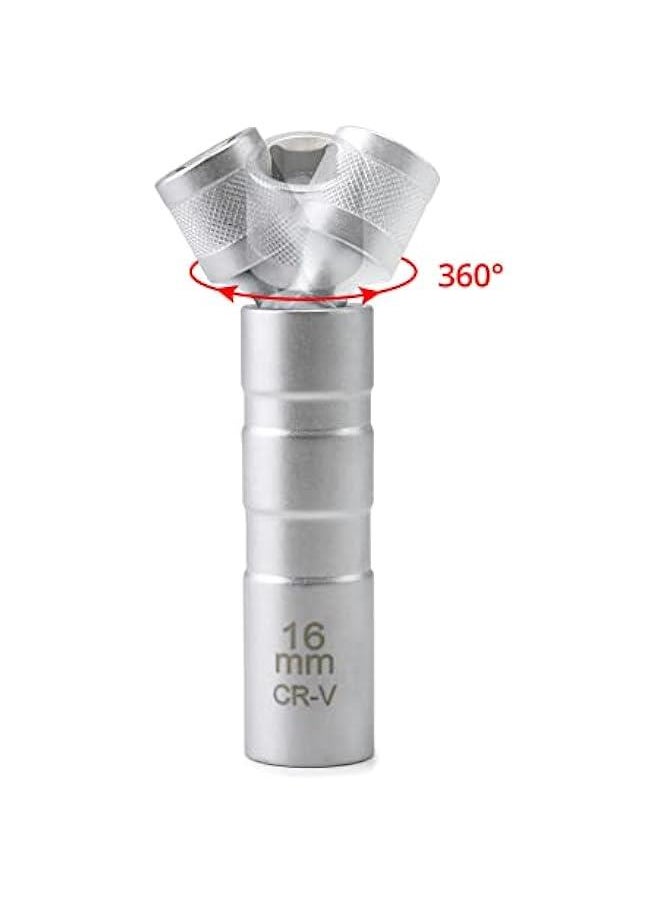 Arabest 14mm&16mm Magnetic Swivel Spark Plug Socket, Thin Wall Magnetic Rotating 3/8 Drive 12 Point Standard Spark Plug Socket Removal Tool 360-degree Rotation for Maximum Flexibility  - Image 4