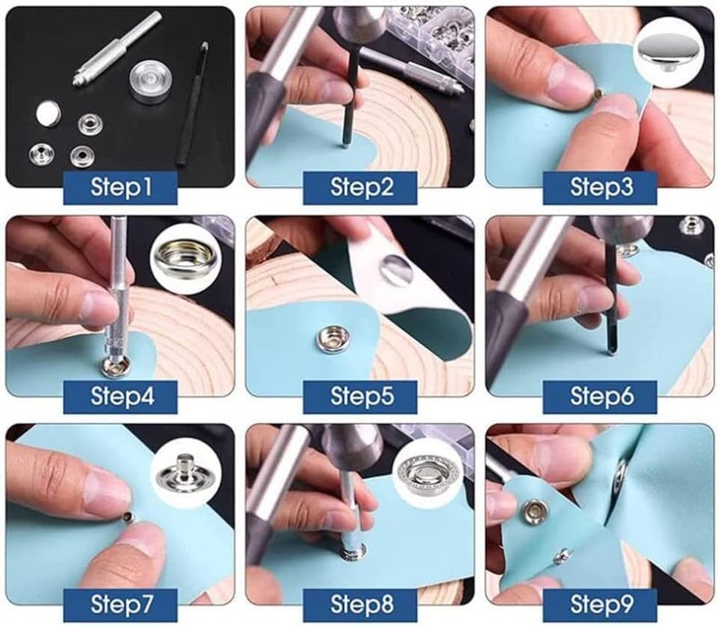 BetterJonny 240 Pieces Stainless Steel Snap Fastener, 15mm Heavy Duty Snap Button Press Stud Cap for Jeans Fabric Jackets Clothes Bag Leather DIY Craft - Image 5