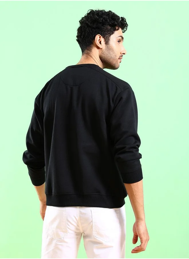 The Indian Garage Co Men Regular Fit Placement Print Crew Neck Overhead Sweatshirt