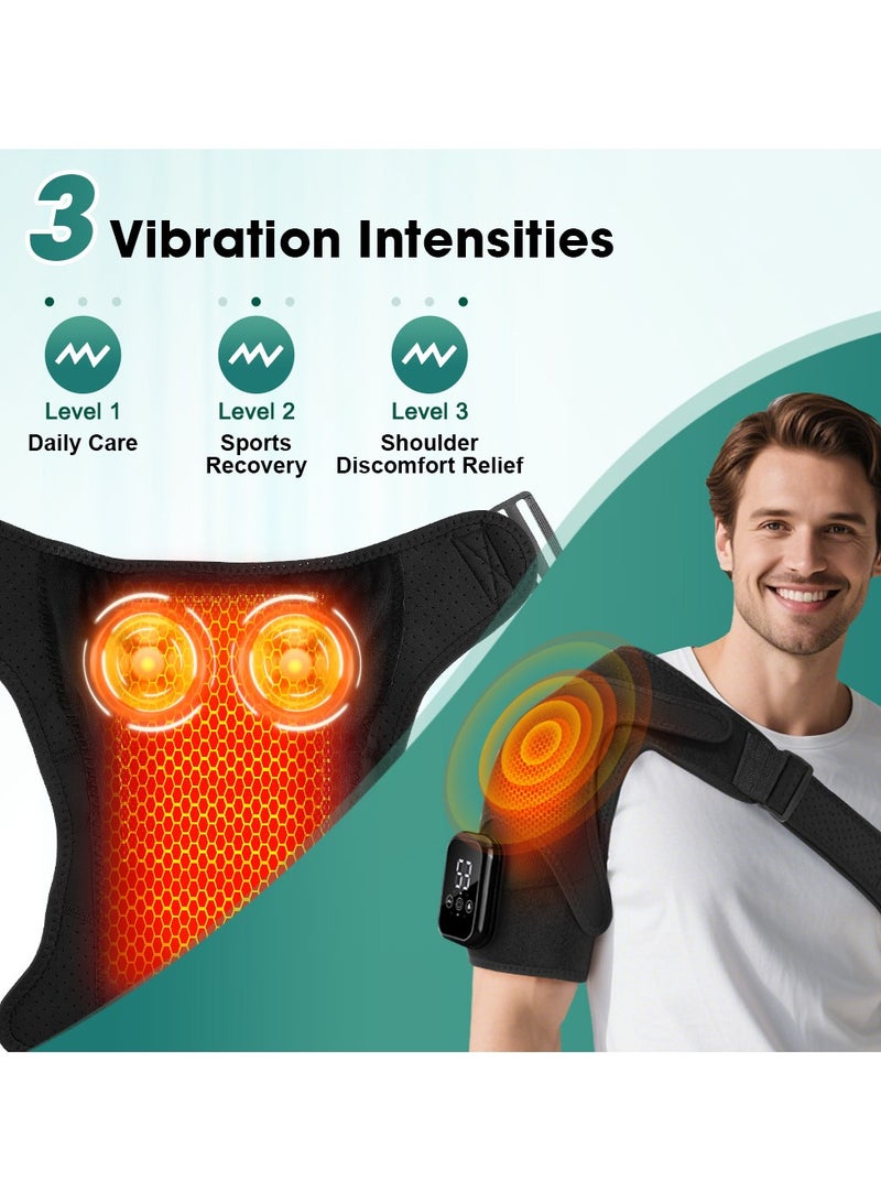 Extra Large Electric Shoulder Neck Massager - 3 Gears Heat  Vibration, Detachable Massage Pad, Heated Shoulder Brace for Pain Relief - Image 2
