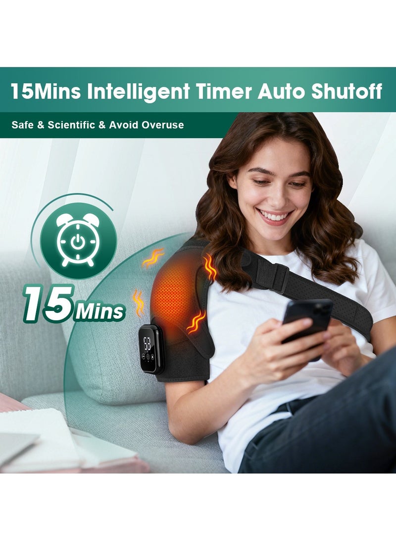 Extra Large Electric Shoulder Neck Massager - 3 Gears Heat  Vibration, Detachable Massage Pad, Heated Shoulder Brace for Pain Relief - Image 4