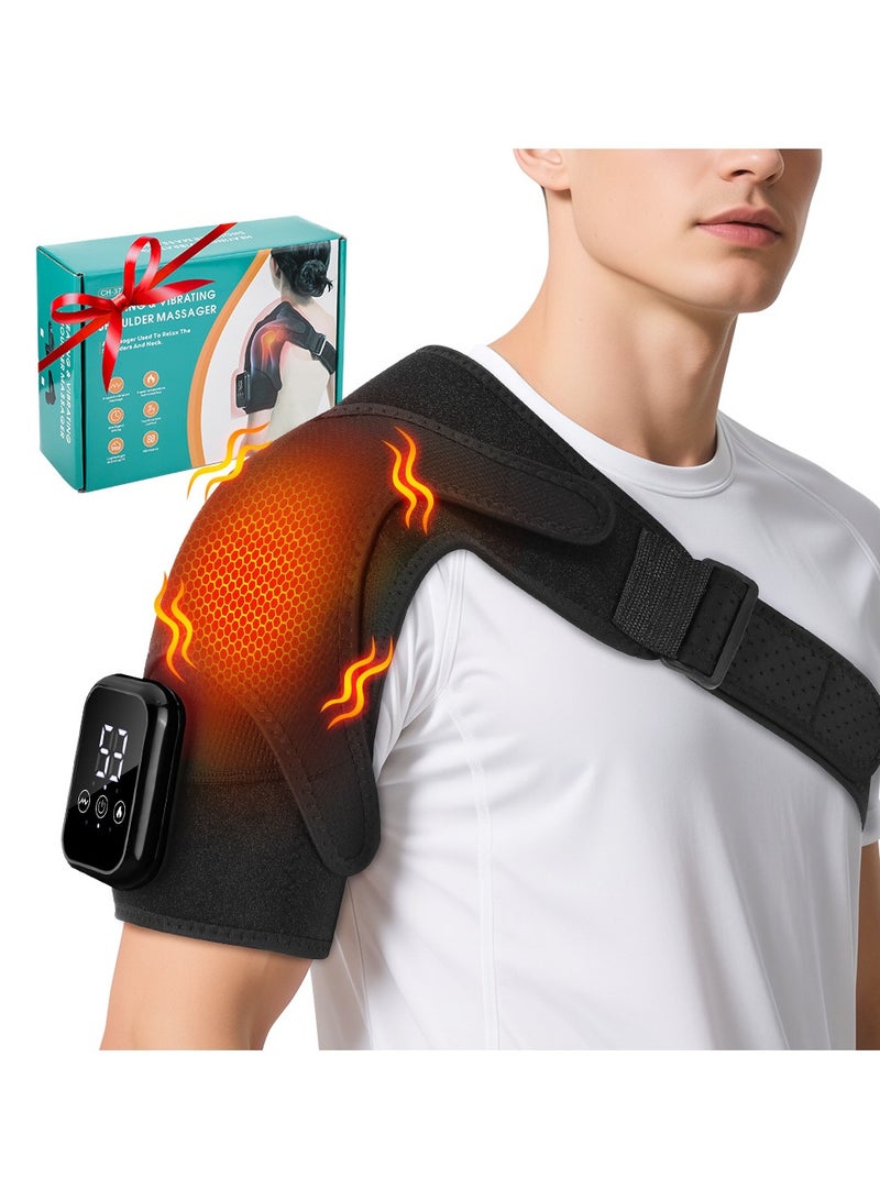 Extra Large Electric Shoulder Neck Massager - 3 Gears Heat  Vibration, Detachable Massage Pad, Heated Shoulder Brace for Pain Relief - Image 1