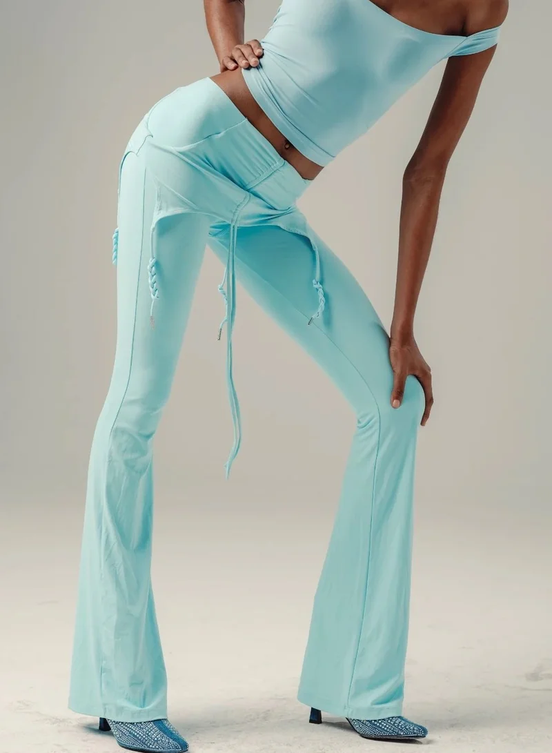 فيجرز Sky Drawstring Fold Over Pants