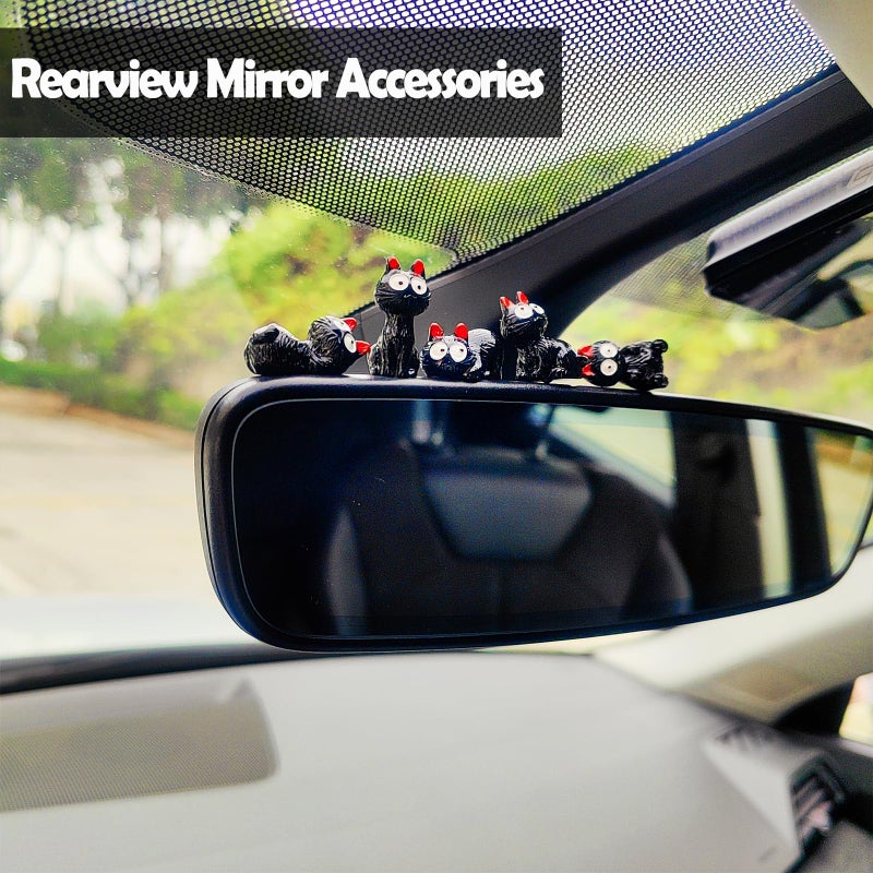 Motaney Cute Cats Car Dashboard Decorations, Funny Cat Playing Ornaments Rear View Mirror Accessories Center Console Decor, Car Accessories Interior for Women/Men - Image 2