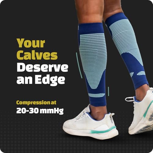 Sorgen Sports Compression Calf Sleeves | 20-30 mm Hg | Ideal for Running, Cycling, Marathons, Athletics & Indoor Training | Helps Reduce Leg Cramps | Boosts Performance & Aids Recovery | Comfortable, Durable & Supportive (Navy Blue, S/M) - Image 2