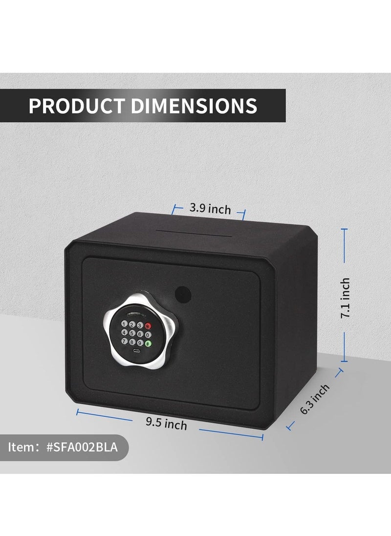 Generic Small Safe Box, Electronic Keypad Lock Money Drop Safe, Personal Mini Safes Cabinet for Home Office Hotel Jewelry, 9.5"x6.3"x7.1" inch, Black - Image 2