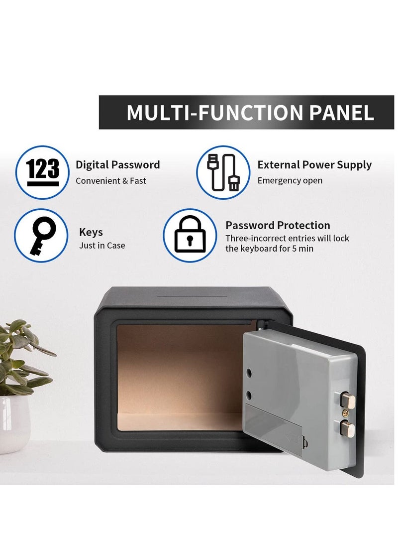 Generic Small Safe Box, Electronic Keypad Lock Money Drop Safe, Personal Mini Safes Cabinet for Home Office Hotel Jewelry, 9.5"x6.3"x7.1" inch, Black - Image 5