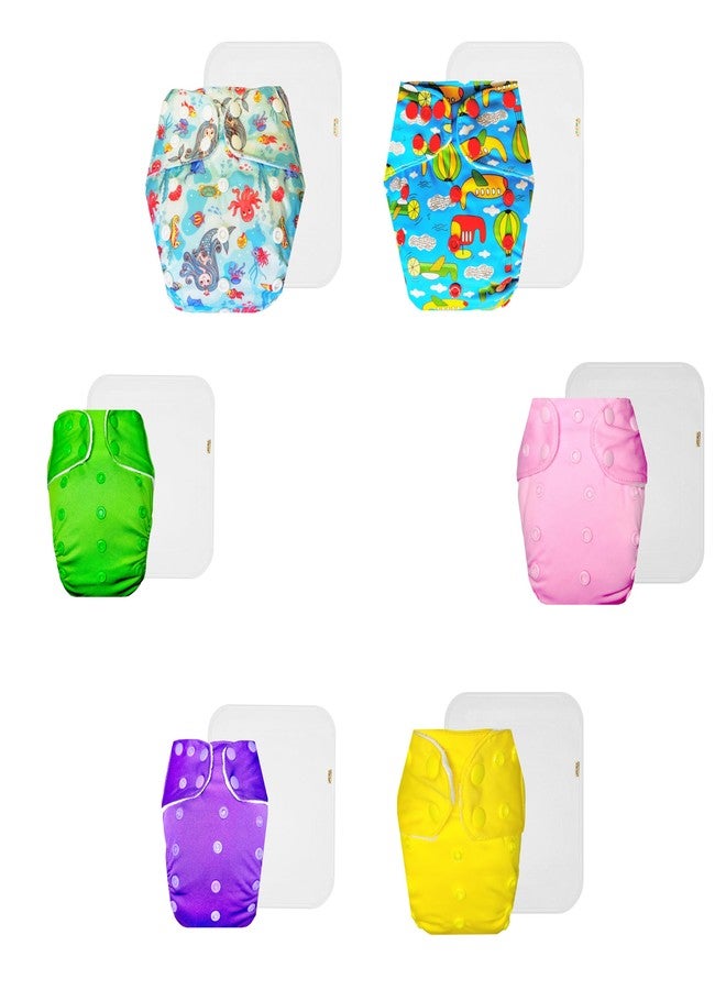 حفاضات دمبلدو القماشية الممتازة مع حشوة قطنية (عبوة من 6) | مضادة للحساسية | قابلة لإعادة الاستخدام والغسل | سهلة التنظيف | تغيير حفاضات بدون قلق | من 3 أشهر إلى 3 سنوات | للجنسين - Image 1