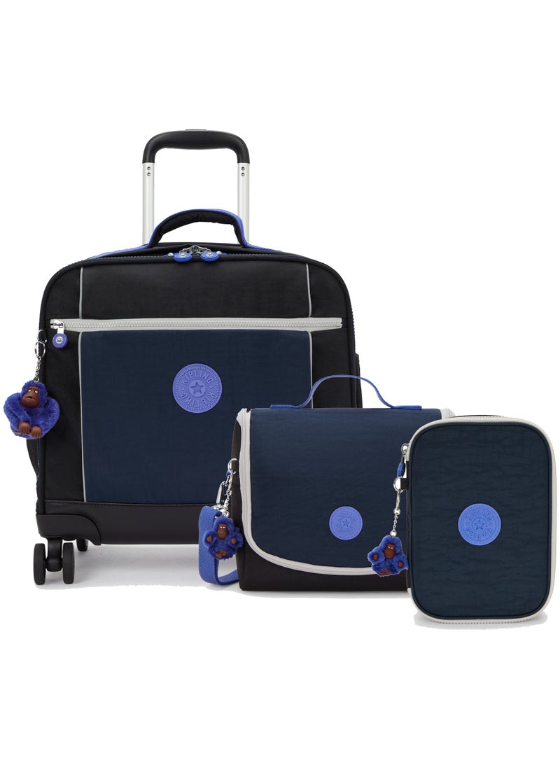 kipling Storia + New Kichirou + 100pens (Buy Trolley + Lunch Bag & Get Free Pencil Case) (Set of 3pcs Bundle) True Block - Blue  - Image 1