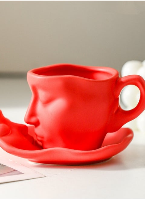 European Retro Creative Coffee Cup Design with High Aesthetic Value Ceramic Cup and Plate Set