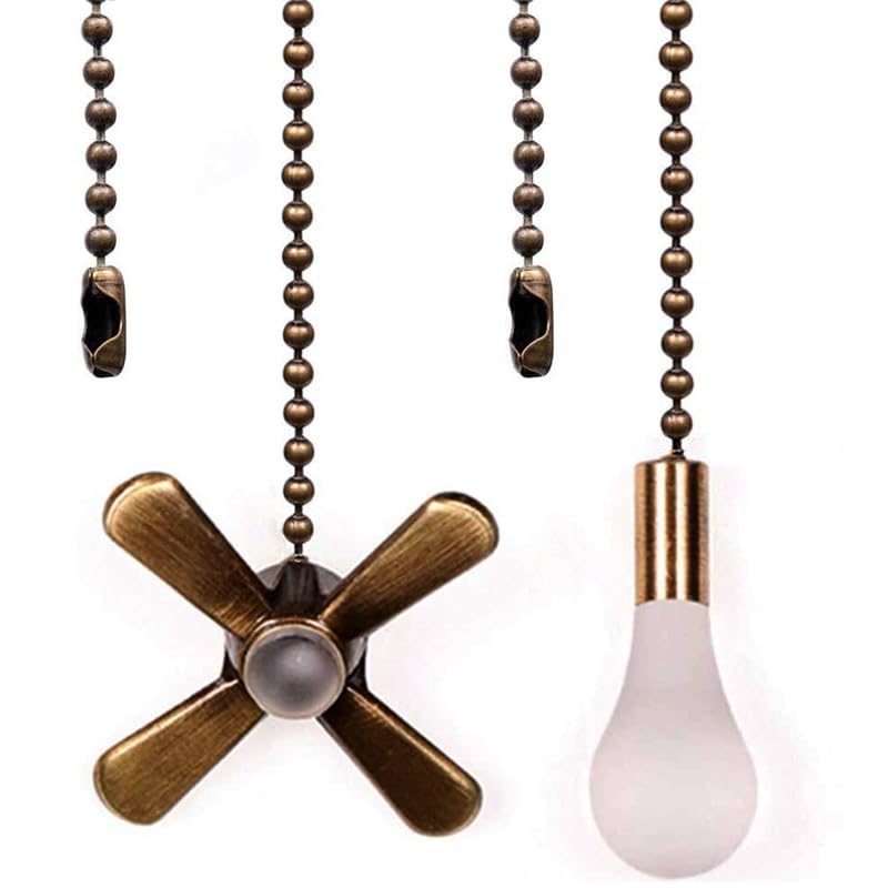 Ceiling Fan Pull Chain Fan Pulls Set with Connector 2 PCS 12 Inches Beaded Ball Fan Pull Chain Bronze