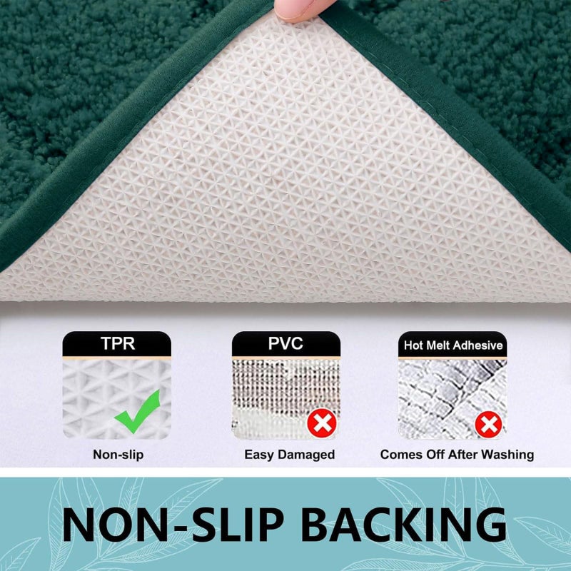 Buganda Bathroom Rugs  30"" x 20""  Soft and Absorbent Microfiber Bath Rugs  Non-Slip Shaggy Bath Carpet  Machine Wash Dry Bath Mats for Bathroom Floor  Tub and Shower  Dark Green - Image 3
