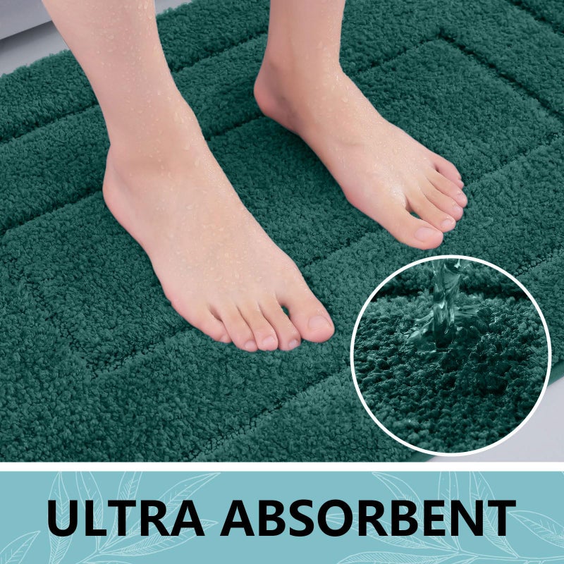 Buganda Bathroom Rugs  30"" x 20""  Soft and Absorbent Microfiber Bath Rugs  Non-Slip Shaggy Bath Carpet  Machine Wash Dry Bath Mats for Bathroom Floor  Tub and Shower  Dark Green - Image 2