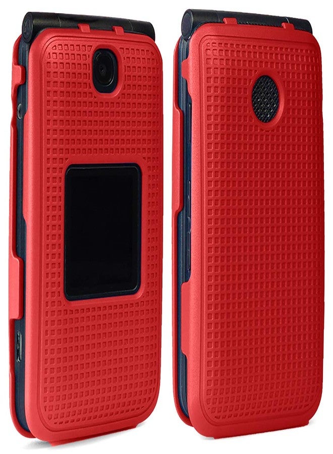 نيكيد سيل فون جراب Nakedcellphone لهاتف Alcatel Go Flip V، غطاء صلب واقٍ [بنقشة شبكية] متوافق مع MyFlip 4G وQuickFlip وAT&T Cingular Flip-2 (A405DL، 4051s، 4044، A405DL) - أحمر فاقع - Image 1