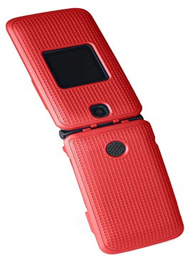 نيكيد سيل فون جراب Nakedcellphone لهاتف Alcatel Go Flip V، غطاء صلب واقٍ [بنقشة شبكية] متوافق مع MyFlip 4G وQuickFlip وAT&T Cingular Flip-2 (A405DL، 4051s، 4044، A405DL) - أحمر فاقع - Image 4