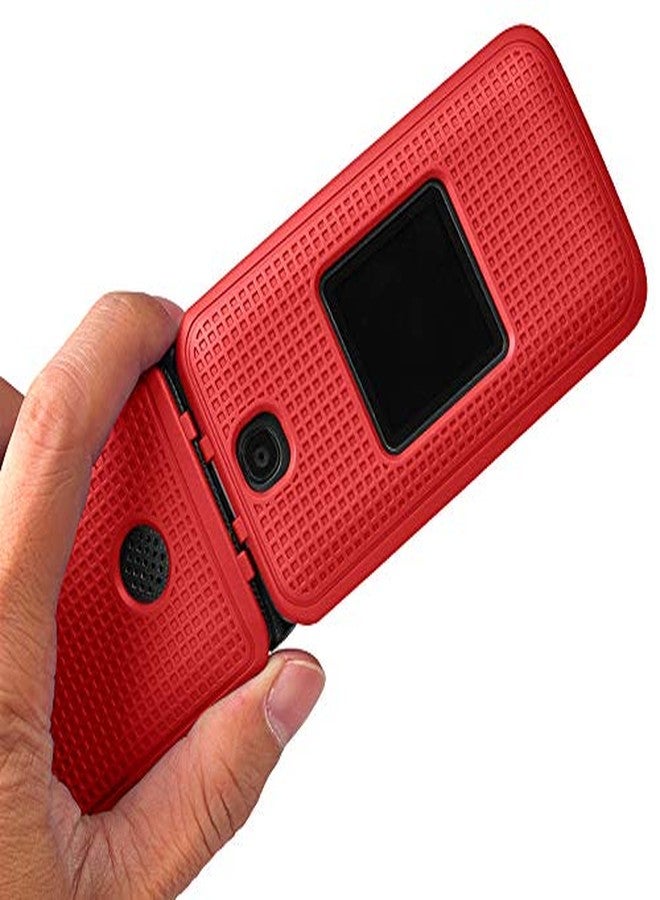 نيكيد سيل فون جراب Nakedcellphone لهاتف Alcatel Go Flip V، غطاء صلب واقٍ [بنقشة شبكية] متوافق مع MyFlip 4G وQuickFlip وAT&T Cingular Flip-2 (A405DL، 4051s، 4044، A405DL) - أحمر فاقع - Image 3