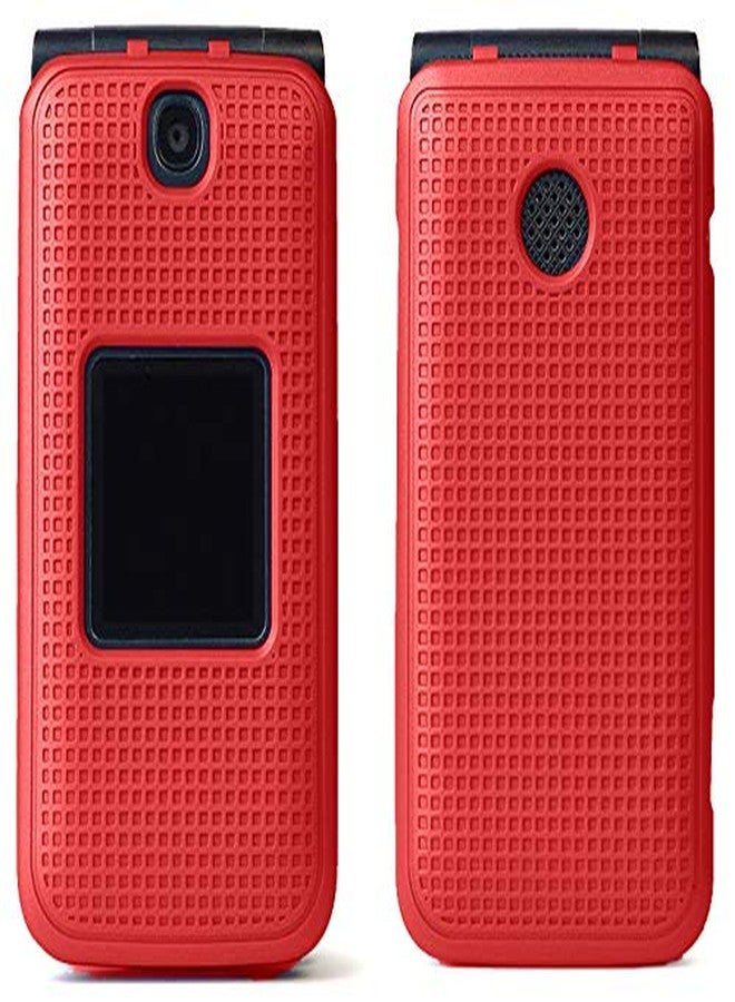 نيكيد سيل فون جراب Nakedcellphone لهاتف Alcatel Go Flip V، غطاء صلب واقٍ [بنقشة شبكية] متوافق مع MyFlip 4G وQuickFlip وAT&T Cingular Flip-2 (A405DL، 4051s، 4044، A405DL) - أحمر فاقع - Image 2