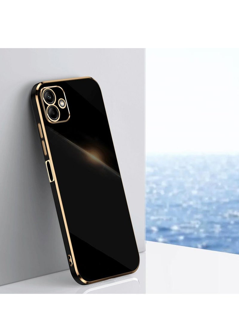 Samsung Galaxy A06 4G Case Cover, Luxury Plating Soft Back Cover, Raised Full Camera Protection, Slim Thin TPU Mobile Phone Case For Samsung Galaxy A06 4G, Black - Image 1