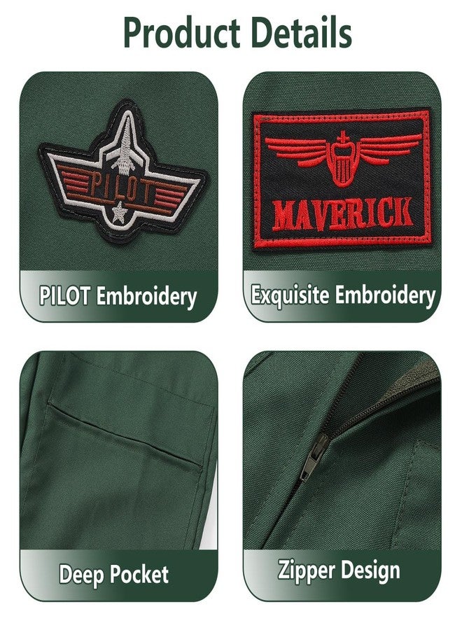IBQ Kids Fighter Pilot Costume Boys Air Force Flight Suit Green Jumpsuit Aviator Cosplay Haloween Costumes Roleplay Dress Up Set with Top Accessories BQ049L - Image 4