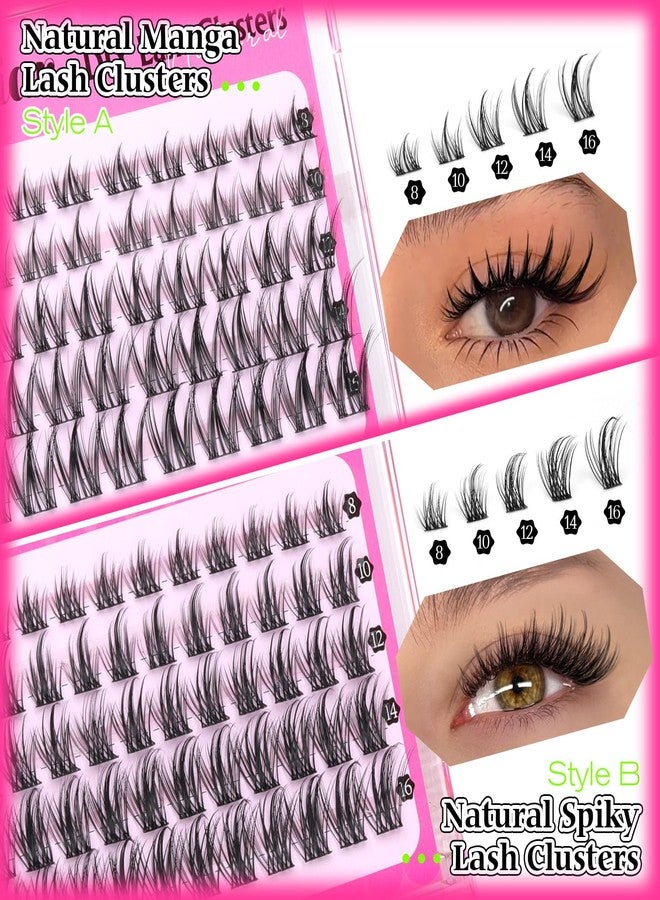 calphdiar Wispy Lash Clusters Natural Eyelashes Clusters 4 Styles Fairy Cluster Eyelash Extensions 220pcs Cluster Lashes C Curly Manga Individual Lashes 10-18mm DIY Lash Extension Natural Look by calphdiar - Image 4