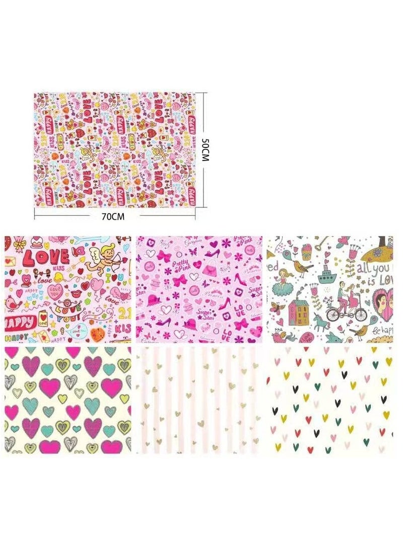 Zikra Wrapping Paper Sheets, Birthday Wrapping Paper Set Included 6 Pack Gift Wrap Paper with Ribbon Tag  Butterfly Heart Design for Birthday Bridal Baby Shower Weddings Boy Girl - Image 4