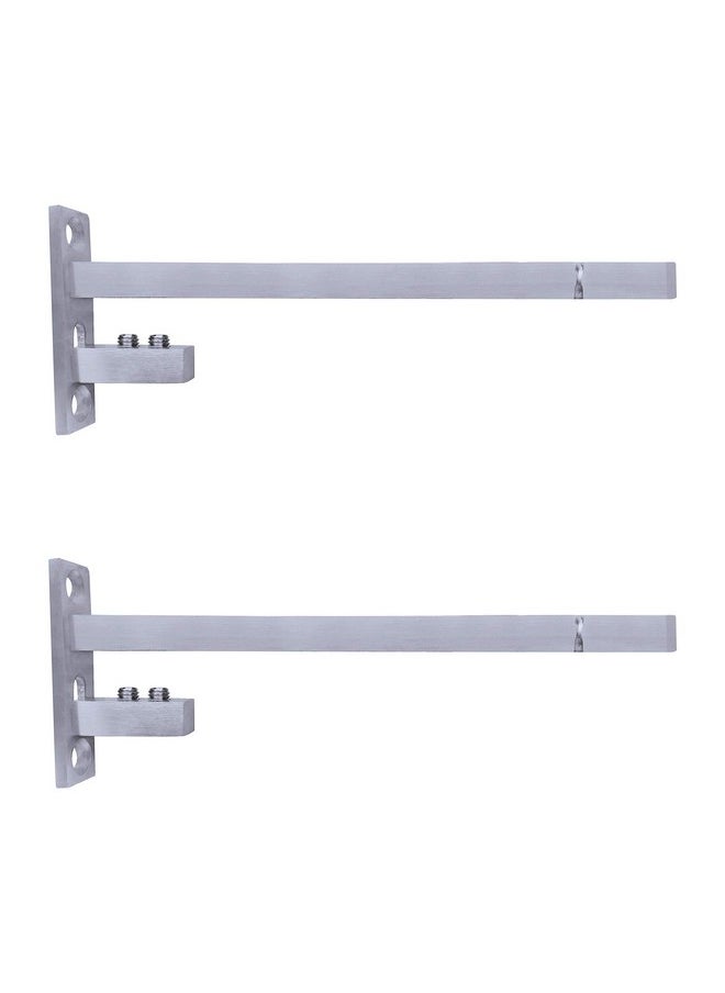 Atlantic Atlantic Adjustable Stainless Steel F Type Glass Shelf Bracket 10 inch (Stainless Steel Silver, Matt Finish Adjustable 6/8/10/12 mm Pack of 2 Piece)  - Image 1