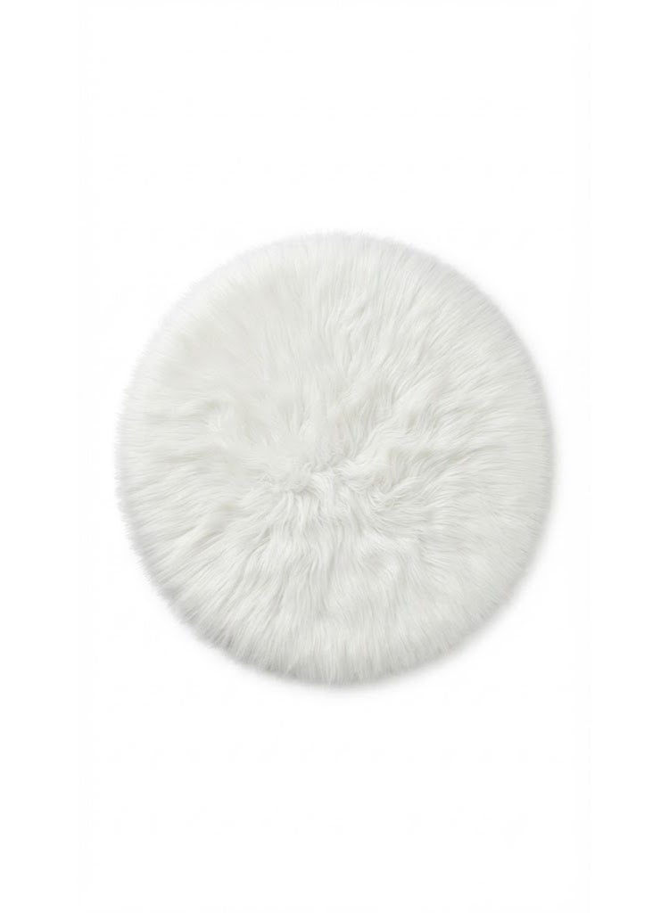 Ultra-Soft Faux Fur Round Area Rug - Elegant Modern Fluffy Accent Carpet for Living Room, Bedroom & Nursery in Pure White - Image 2