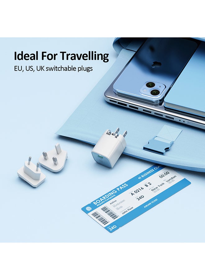 مايكروباك شاحن جداري Micropack MWC-135 بتقنية GaN 35 واط - شحن سريع PD، قابس عالمي، أزرق - Image 3