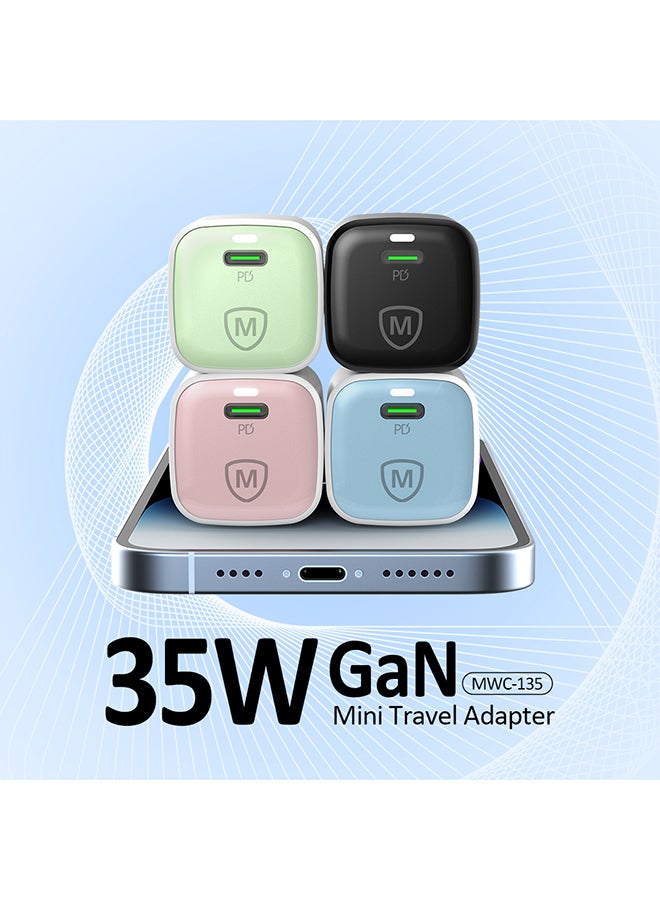 مايكروباك شاحن جداري Micropack MWC-135 بتقنية GaN 35 واط - شحن سريع PD، قابس عالمي، أزرق - Image 2