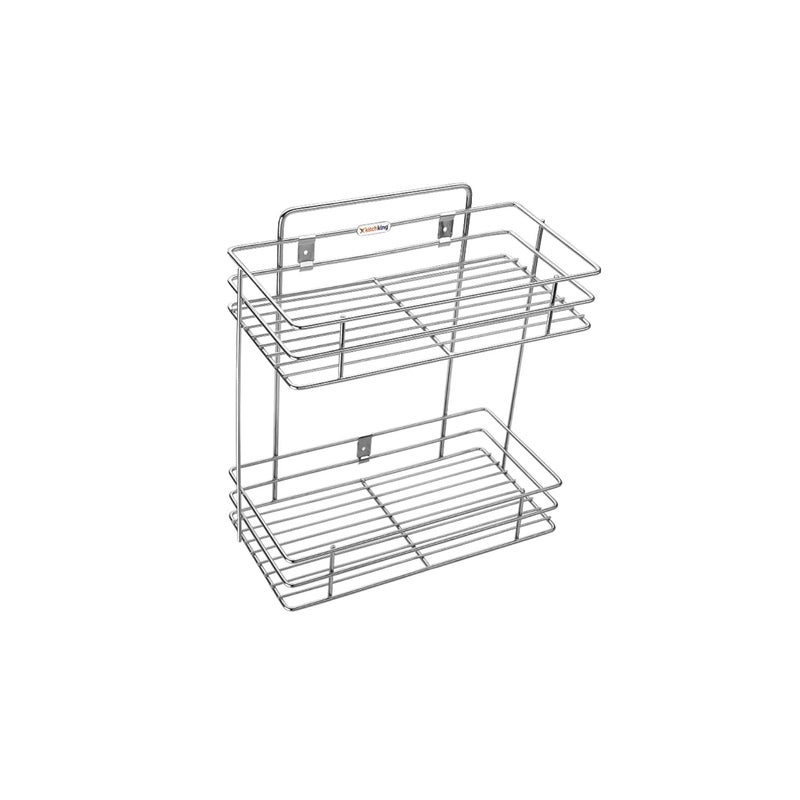 DHAVJStainless Steel 2 Layer Wall Mount Multipurpose Storage ShelfRack for Bathroom and Home Kitchen1pc - Image 1