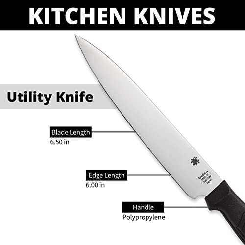 Spyderco Lightweight Kitchen Utility Knife with 6.5" MBS-26 Stainless Steel Blade and Black Polypropylene Plastic Handle - PlainEdge - K04PBK - Image 5