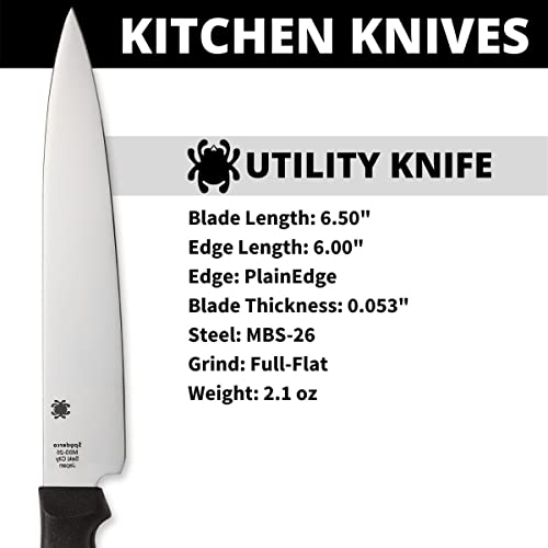 Spyderco Lightweight Kitchen Utility Knife with 6.5" MBS-26 Stainless Steel Blade and Black Polypropylene Plastic Handle - PlainEdge - K04PBK - Image 3