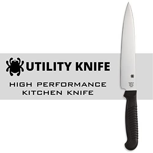 Spyderco Lightweight Kitchen Utility Knife with 6.5" MBS-26 Stainless Steel Blade and Black Polypropylene Plastic Handle - PlainEdge - K04PBK - Image 2