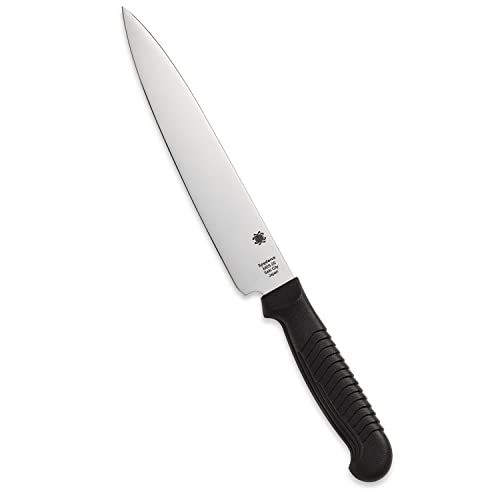 Spyderco Lightweight Kitchen Utility Knife with 6.5" MBS-26 Stainless Steel Blade and Black Polypropylene Plastic Handle - PlainEdge - K04PBK - Image 1