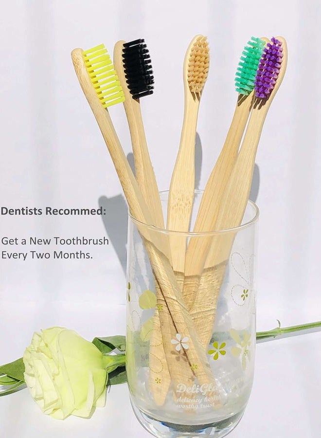 Goaycer Eco Friendly Bamboo Toothbrush, 10Pack Medium Firm Bristles Biodegradable Bulk Wooden Toothbrushes - Image 2