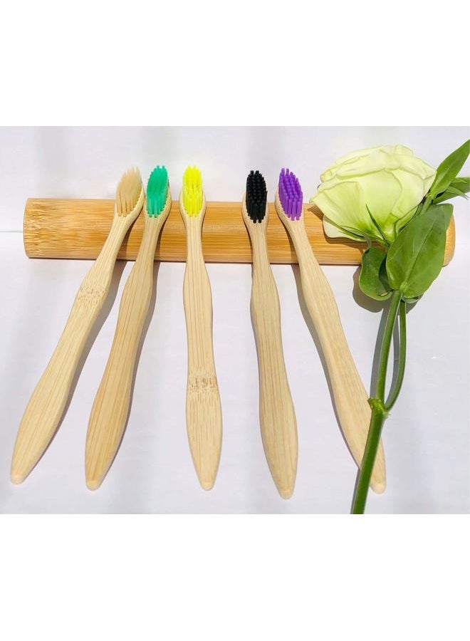 Goaycer Eco Friendly Bamboo Toothbrush, 10Pack Medium Firm Bristles Biodegradable Bulk Wooden Toothbrushes - Image 5