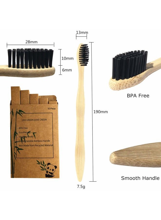 Goaycer Eco Friendly Bamboo Toothbrush, 10Pack Medium Firm Bristles Biodegradable Bulk Wooden Toothbrushes - Image 3