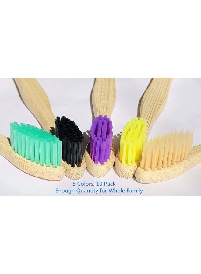 Goaycer Eco Friendly Bamboo Toothbrush, 10Pack Medium Firm Bristles Biodegradable Bulk Wooden Toothbrushes - Image 4