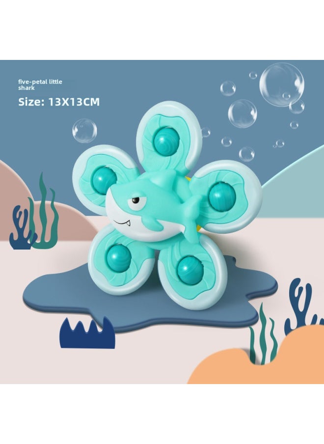 Baby Sucker Turning Music Toy Baby Rattle Puzzle Appease Cartoon Water Spinning Fingertip Top-Color:[Small Shark Turns To Music (61g)]]  - Image 1