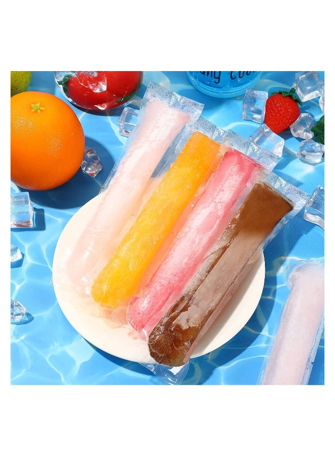 200 Pcs Disposable Ice Lolly Mold Bags with Zip Seals Ice Candy Bags Ice Candy Pouches and 1 Pcs Funnel for Yogurt Sticks Juice Fruit (11 x 2 inch)