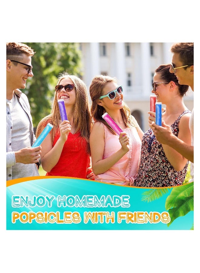 200 Pcs Disposable Ice Lolly Mold Bags with Zip Seals Ice Candy Bags Ice Candy Pouches and 1 Pcs Funnel for Yogurt Sticks Juice Fruit (11 x 2 inch)