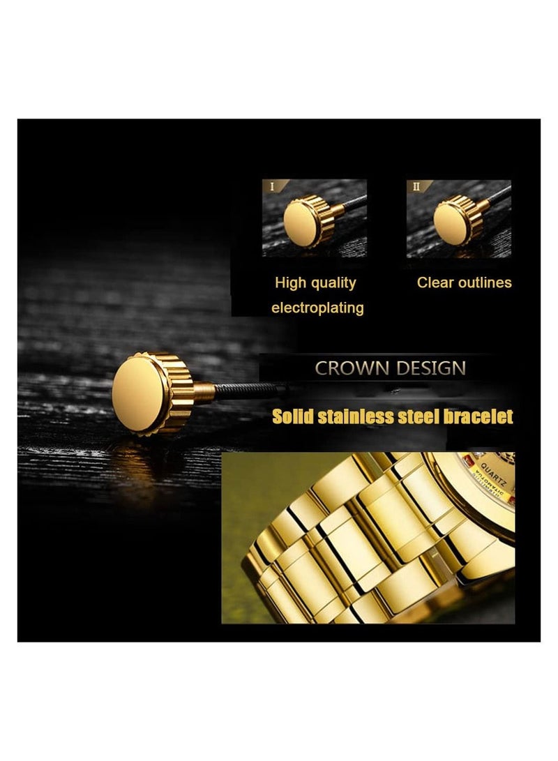 Gold Mens Watches 3D Dragon Diamond Watches for Men Auto Date Stainless Steel Silver Men's Wrist Watches Luminous 30M Waterproof Business Men's Wrist Watches