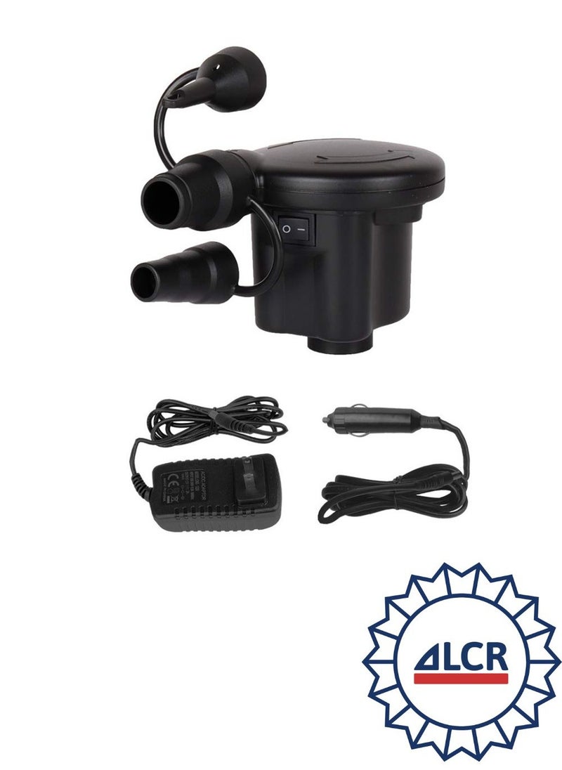 ALCR Electric Inflate/Deflate Air Pump with 3 Nozzles, Perfect for Deflate Inflatable Air Mattress Beds, Boats, Swimming Ring and Indoor/Outdoor Camping- Dual 