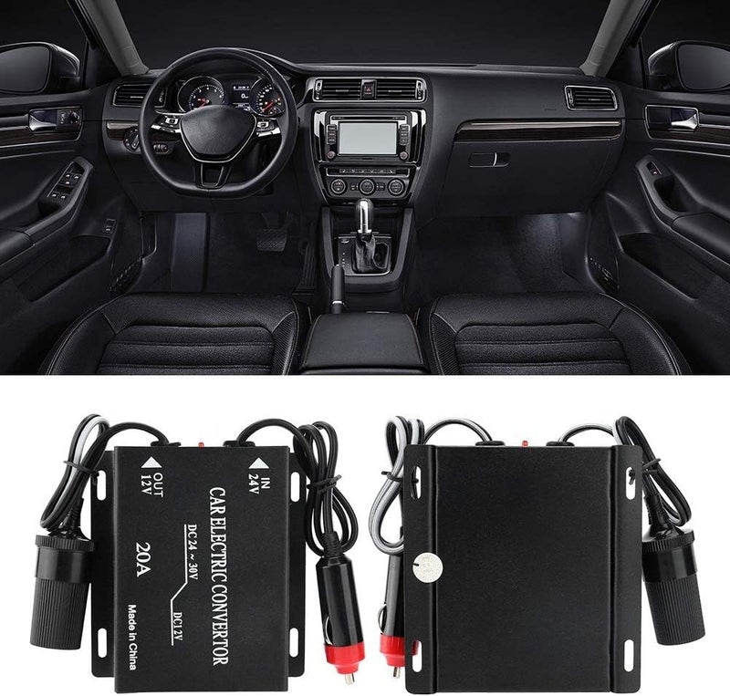 DEWIN Power Converter Car Truck Electric Inverter Voltage Reducer - 20A Car Power Supply Converter Transformer 24V To 12V Cigarette Lighter Type - Image 2